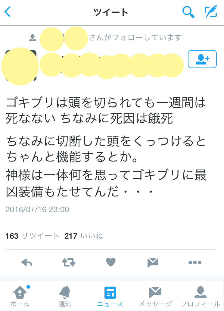 ゴキブリのガセネタ